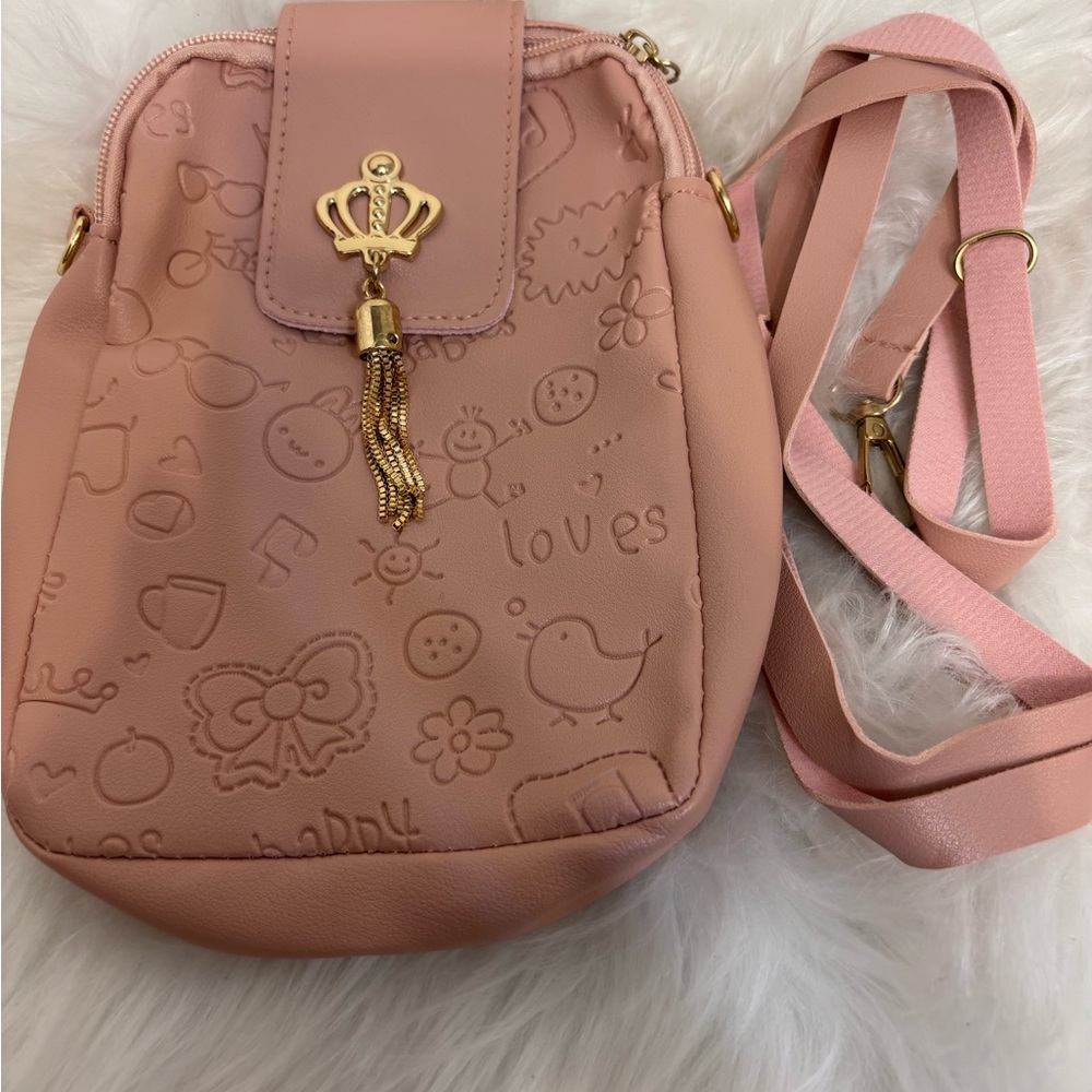 Pink Crossbody Bag with Embossed Design